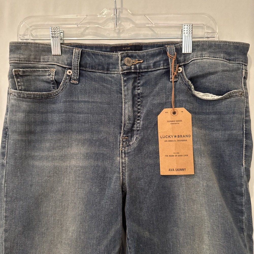 Lucky Brand Ava Mid Rise Skinny Jeans Medium Wash Blue Denim 14/32 R